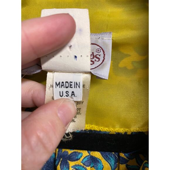 Vintage three flaggs California floral yellow & blue top (b42) - Picture 5 of 11